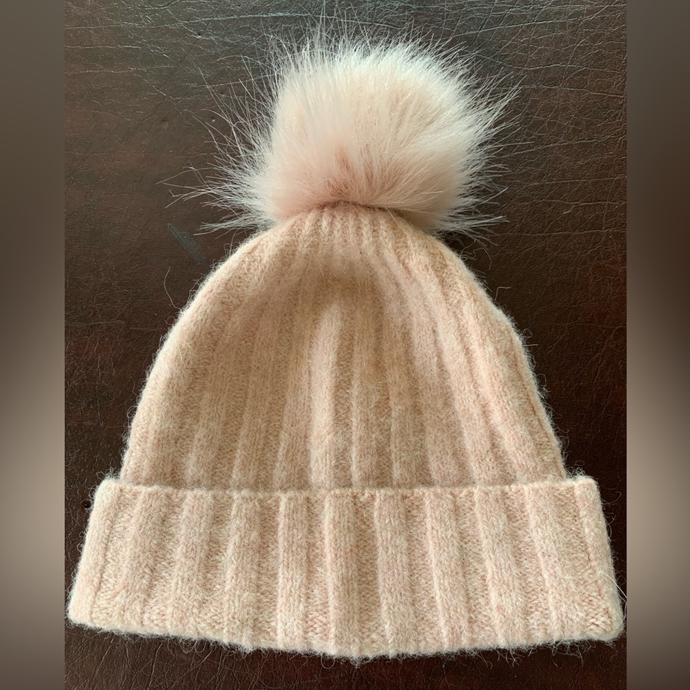 Aritzia Pink Knit Hat with Pom Pom